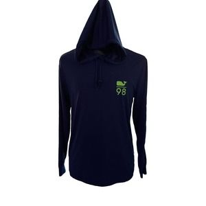 Vineyard Vines Mens Performance 98 Hoodie S Cotton Navy Long Sleeve Crew Neck